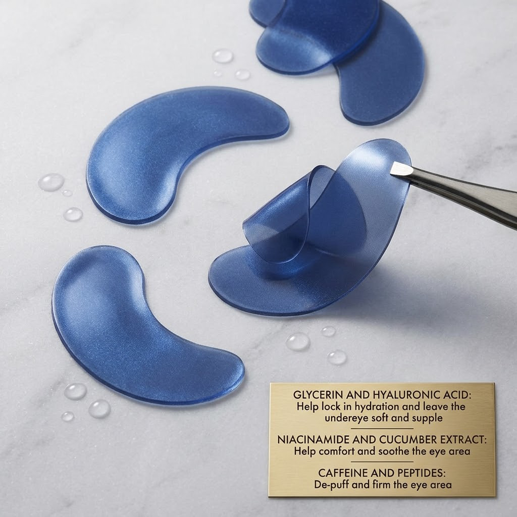 Zopylientocosh Refreshing Under-Eye Hydrogel Masks with Caffeine & Peptides: Instant Soothing & Hydration for Bright, Rested Eyes