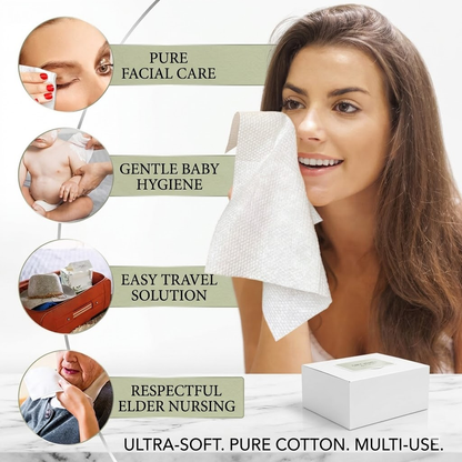 Zopylientocosh Premium Disposable Facial Cleansing Towels - Extra Thick Biodegradable Face Wipes - Ultra Soft 100% Pure Cotton Tissues for Daily Skincare