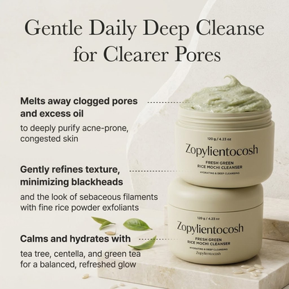 Zopylientocosh Rice Cake Facial Cleanser – All-in-One Gentle Scrub & Wash for Deep Cleaning and Hydrating